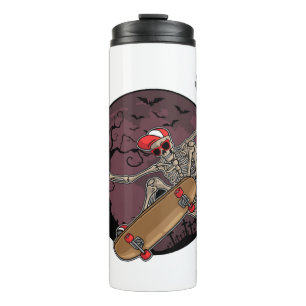 Halloween Skeleton Skater Thermosbecher