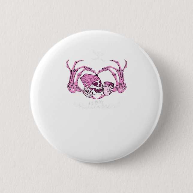 Halloween Skeleton Skeleton Beanie Design Button (Vorderseite)