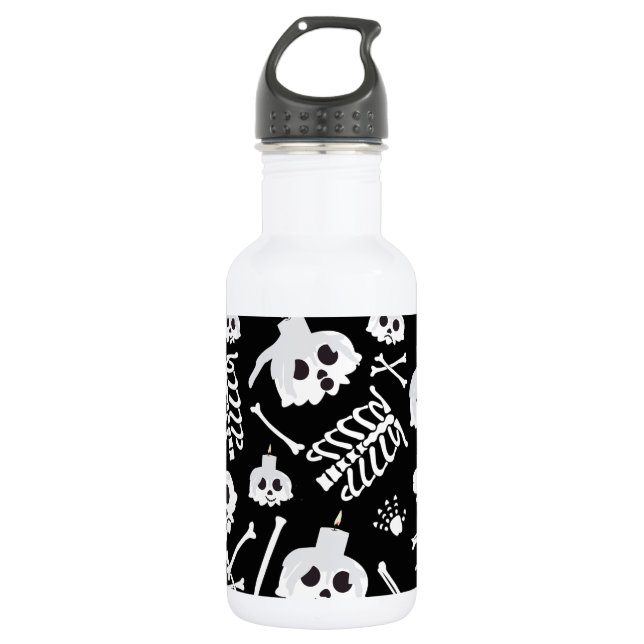Halloween Skeleton Skull Bones Edelstahlflasche (Vorderseite)