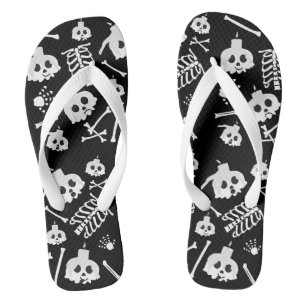 Halloween Skeleton Skull Bones Muster Flip Flops