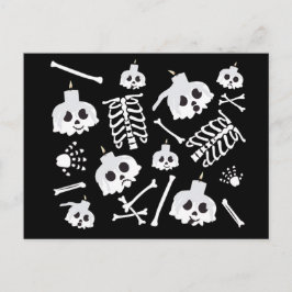 Halloween Skeleton Skull Bones Muster Postkarte