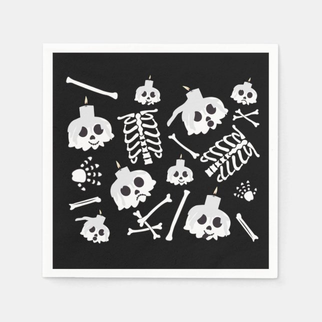 Halloween Skeleton Skull Bones Muster Serviette (Vorderseite)