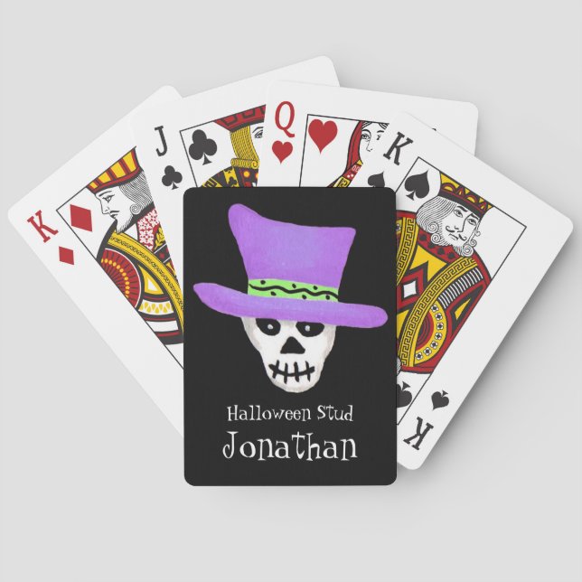 Halloween Skeleton Skull Name Personalisiert Whims Spielkarten (Rückseite)