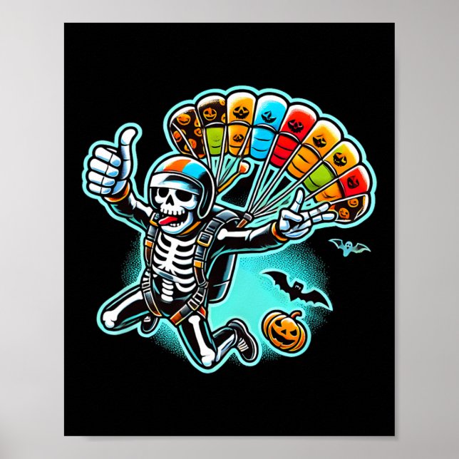 Halloween Skeleton Skydiving Poster (Vorne)