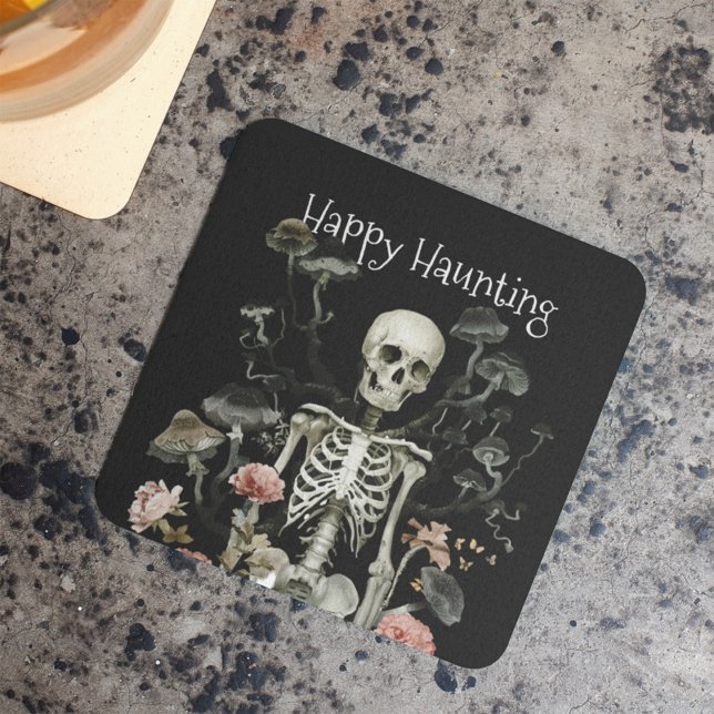 Halloween Skeleton Spuk Forest Black Rechteckiger Pappuntersetzer (Von Creator hochgeladen)