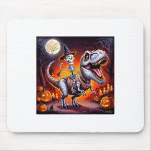 Halloween Skeleton T-rex Ride Mousepad