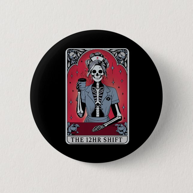 Halloween Skeleton Tarot Card Der 12-Stunden-Umsch Button (Vorderseite)