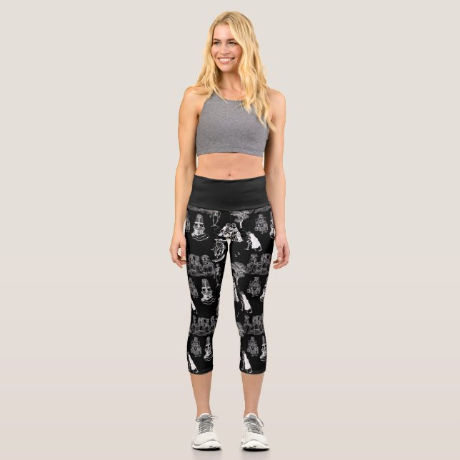 halloween skeleton toile rococo antique skull capri leggings (Vorderseite)