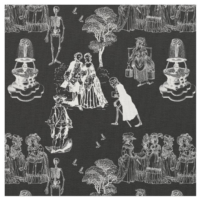 halloween skeleton toile rococo antique skull stoff (Nahaufnahme)
