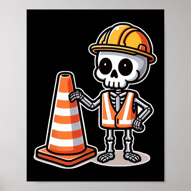 Halloween Skeleton Traffic Cone Poster (Vorne)