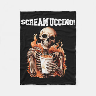 Halloween Skeleton trinken Kaffee Scream'uccino! Fleecedecke