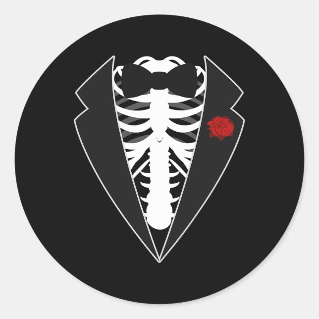Halloween Skeleton Tuxedo Kostüm Runder Aufkleber (Vorderseite)