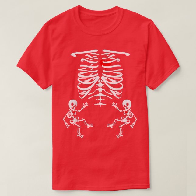 Halloween Skeleton Twins Gender Reveal Baby Dusche T-Shirt (Design vorne)
