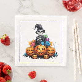Halloween Skeleton und Pumpkin Dinner Napkin Serviette