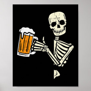 Halloween Skeleton Vater Funny Lazy Skull Costume  Poster