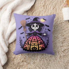 Halloween Skeleton Witch Kissen