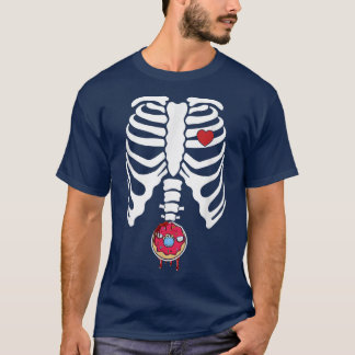 Halloween Skeleton With Donut For Sweet Lovers  T-Shirt
