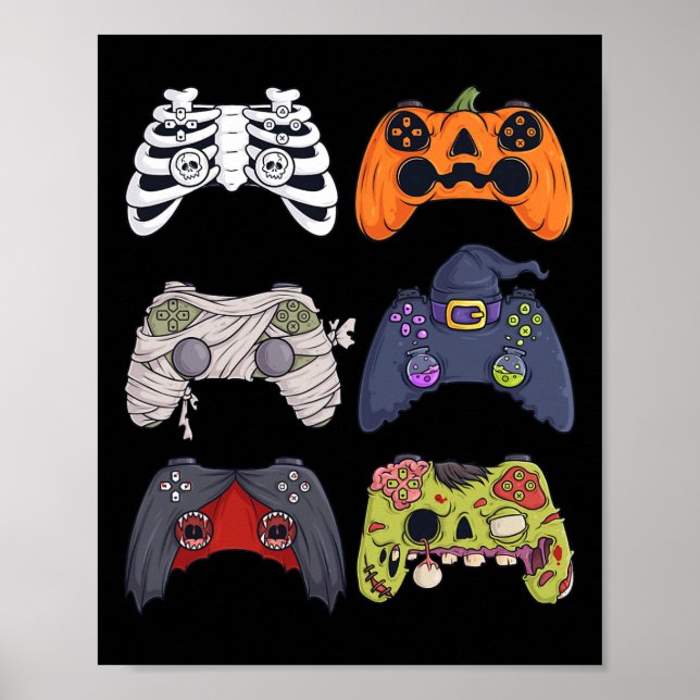 Halloween Skeleton Zombie Gaming Controller Mummy Poster (Vorne)