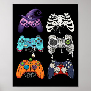 Halloween Skeleton Zombie Gaming Controller Mummy Poster