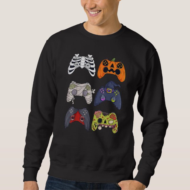 Halloween Skeleton Zombie Gaming Controllers Boys  Sweatshirt (Vorderseite)