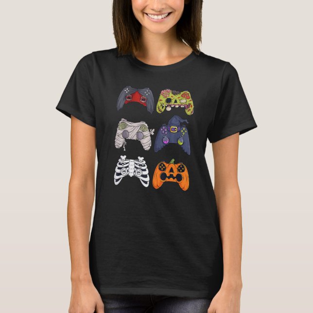 Halloween Skeleton Zombie Gaming Controllers Mummy T-Shirt (Vorderseite)