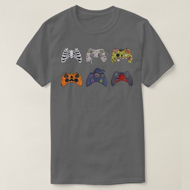 Halloween Skeleton Zombie Gaming Controllers Mummy T-Shirt (Design vorne)