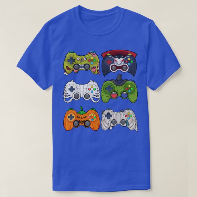Halloween Skeleton Zombie Gaming Controllers Mummy T-Shirt (Design vorne)