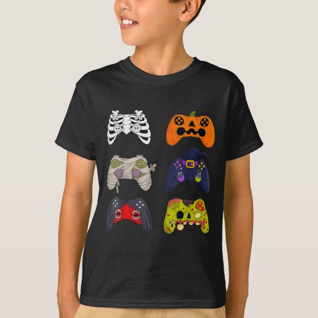 Halloween Skeleton Zombie Gaming Controllers  T-Shirt (Vorderseite)