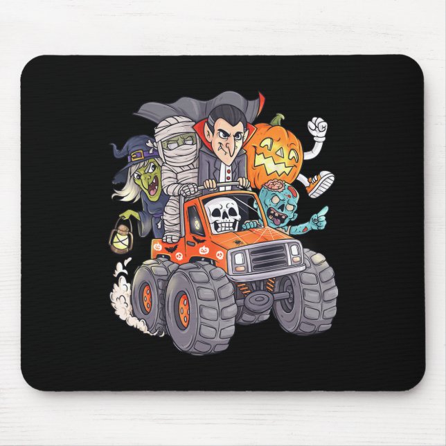Halloween Skeleton Zombie Monster Truck Vampire Bo Mousepad (Vorne)