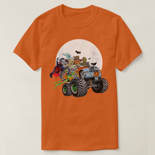 Halloween Skeleton Zombie Monster Truck Vampire Bo T-Shirt (Design vorne)
