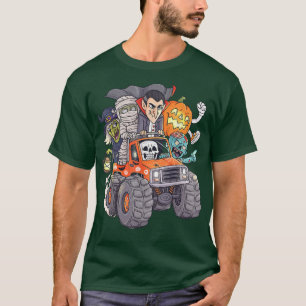 Halloween Skeleton Zombie Monster Truck Vampire Bo T-Shirt