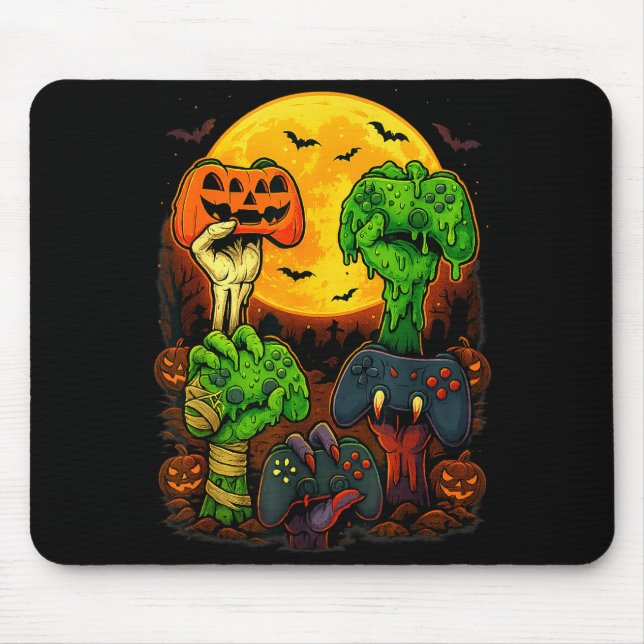 Halloween Skeleton Zombie Mummy Gaming Controller  Mousepad (Vorne)