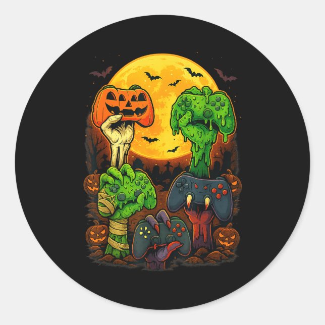 Halloween Skeleton Zombie Mummy Gaming Controller  Runder Aufkleber (Vorderseite)