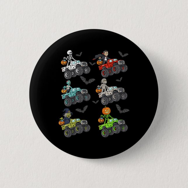 Halloween Skeleton Zombie Riding Monster Truck Vam Button (Vorderseite)