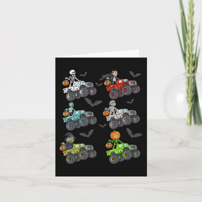 Halloween Skeleton Zombie Riding Monster Truck Vam Karte (Vorderseite)