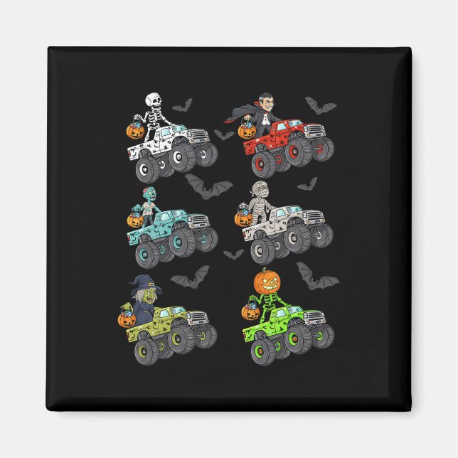 Halloween Skeleton Zombie Riding Monster Truck Vam Magnet (Vorne)