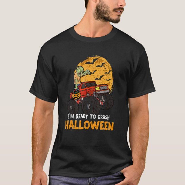 Halloween Skeleton Zombie Riding Monster Truck Vam T-Shirt (Vorderseite)