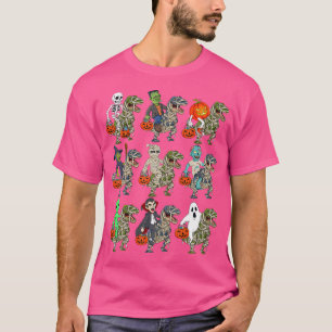 Halloween Skeleton Zombie Riding Mummy T Rex Vampi T-Shirt