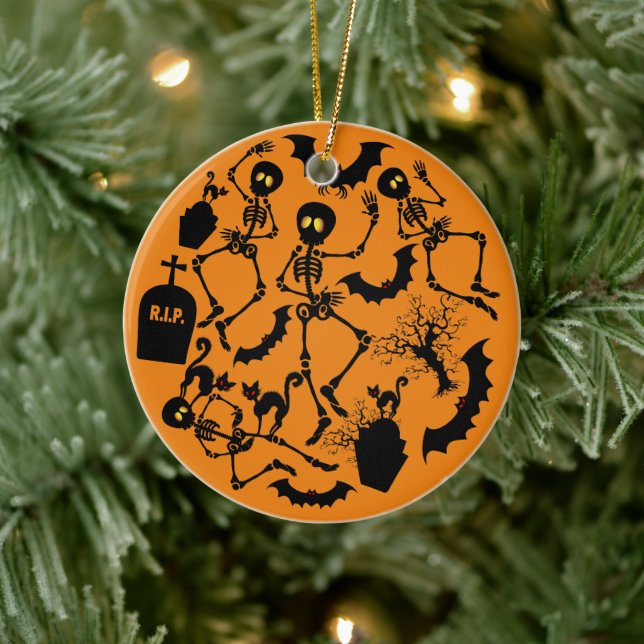 Halloween Skeletons Macabre Dance Keramik Ornament (Baum)