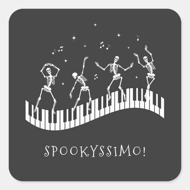 Halloween Skeletons Musiklehrer Spooky Rewards Quadratischer Aufkleber (Vorderseite)