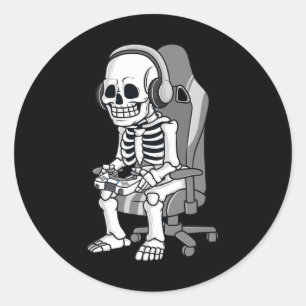 Halloween Skelett Beängstigend Gamer Boys Kids Runder Aufkleber