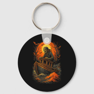 Halloween-Skelett-Boot-Geisterschiff-Fischer-Motor Schlüsselanhänger