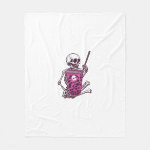 Halloween-Skelett-Bubble-Tea Fleecedecke