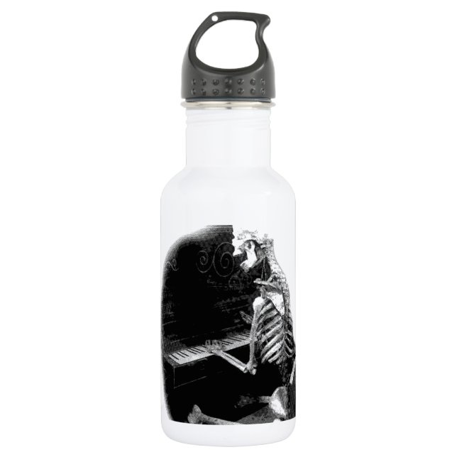 Halloween-Skelett, das gespenstisches Klavier Edelstahlflasche (Vorderseite)