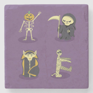 Halloween-Skelett Dracula Mumie Sensenmann Steinuntersetzer