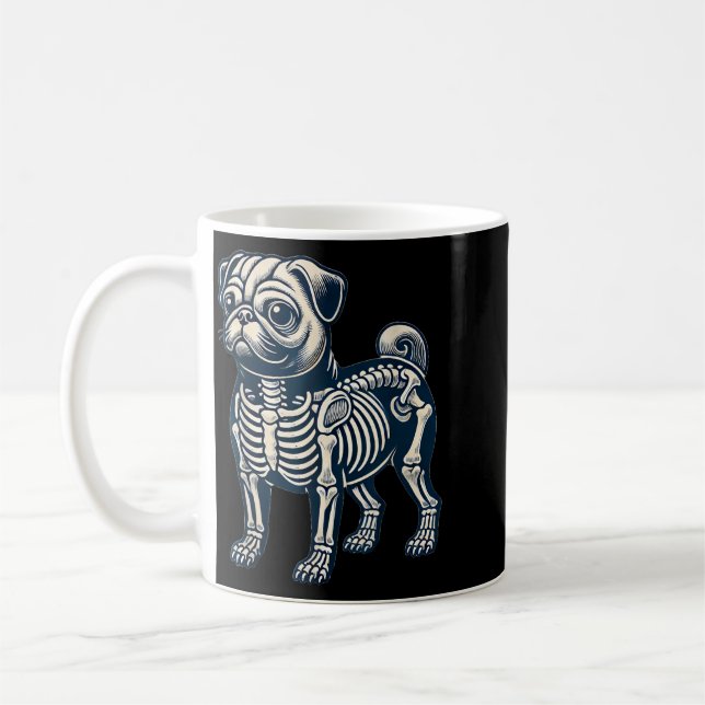 Halloween-Skelett eines Mopses Kaffeetasse (Links)