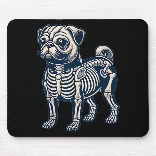 Halloween-Skelett eines Mopses Mousepad (Vorne)