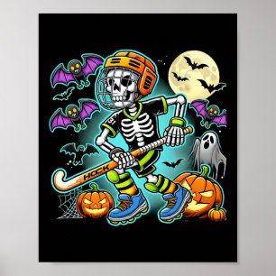 Halloween-Skelett-Feldhockey Poster