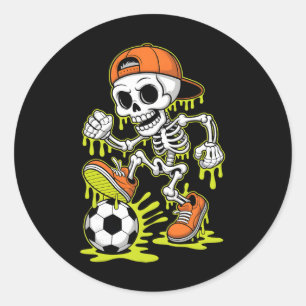Halloween-Skelett-Fußball-Drip-Jungen-Jugendfußbal Runder Aufkleber