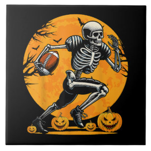 Halloween-Skelett-Fußballspieler läuft Fliese
